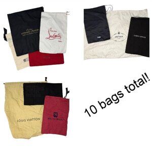 Lot Designer Dust Bags Pouches Louis Vuitton, Prada, Lanvin, Pliner, Armani +++